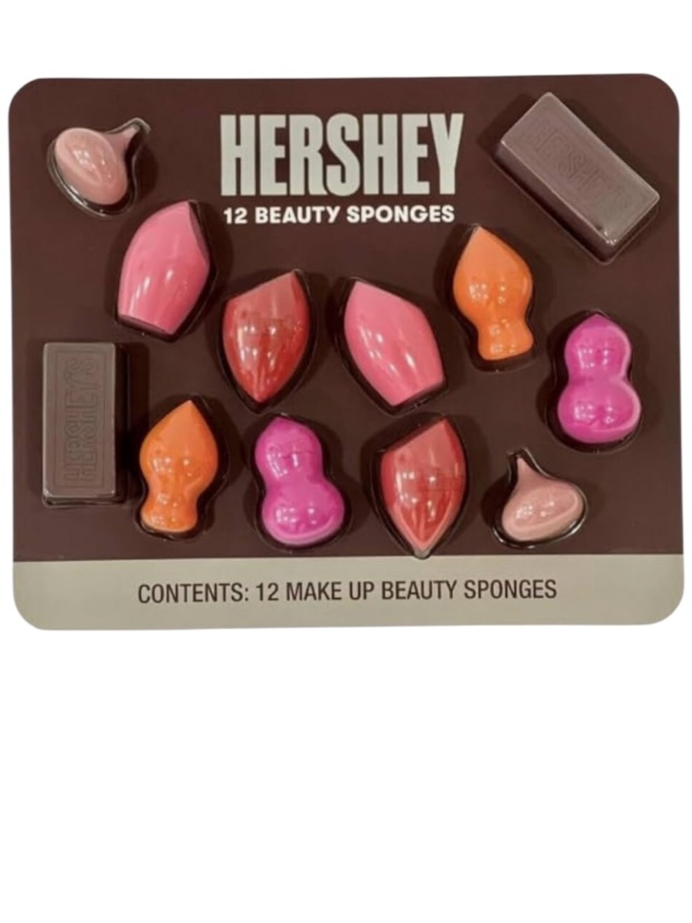 HERSHEY 12-Piece Chocolate-Shaped Beauty Sponges - Pink & Orange Mix. NWT